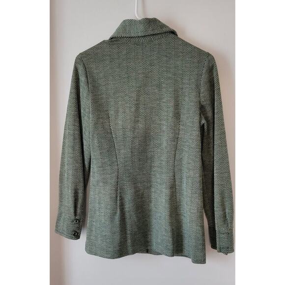 Jantzen Womans Sz. 12 Blazer Jacket 1970s Tweed Zig Zag Green Vintage U.S. Made - Picture 2 of 12